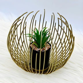 Artisan Crafted High-Quality Metal Alloy Sphere Planter For Elegant Room Decor