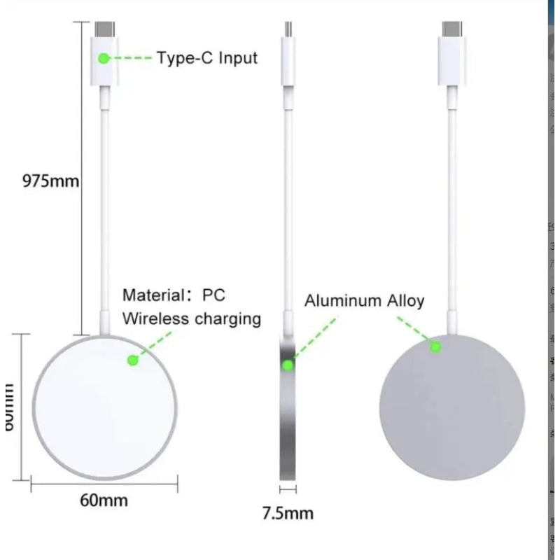 Magsafe Qi Enabled Fast Magnetic Wireless Charger 5V 3A