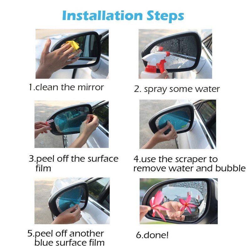 Pack of 4 Car Side-Mirror Anti-Mist Rainproof Film