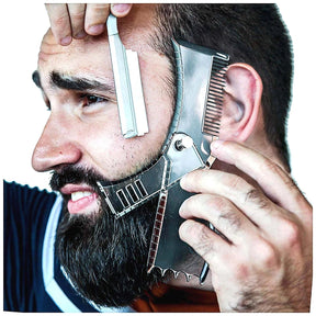 Men Beard Modeling Ruler 5 In 1 Shaping Styling Template Comb Rotatable Men's Beauty Tool For Hair Trimming Moustache Barber