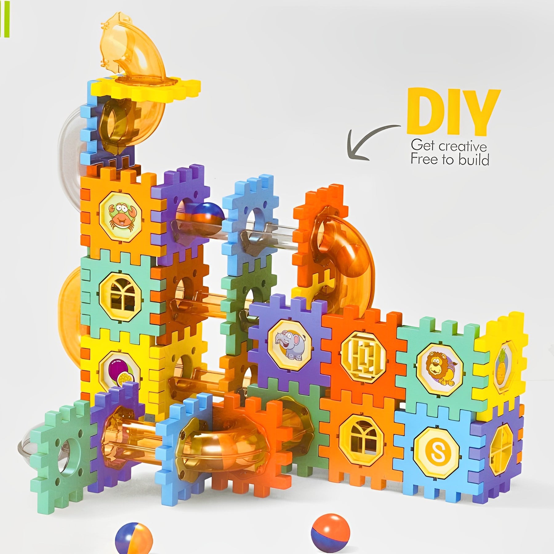 Creative Pipeline Rolling Ball Building Blocks Marble Drop Set (125Pcs DIY Kit)