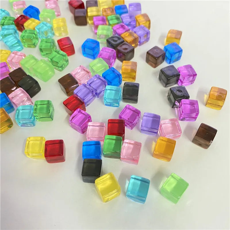 Colorful Clear Crystal Cubes 50Pcs/Set 8mm Transparent Dice For Board Game