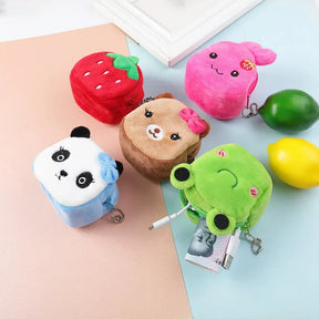 Small Cute Soft Zipper Panda Coin Purse Coin Key Bag Female Child Multifunctional Women Frog Wallets Headset Bag Christmas Gift