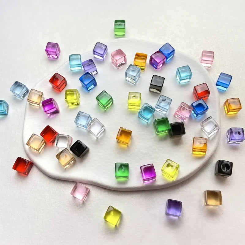 Colorful Clear Crystal Cubes 50Pcs/Set 8mm Transparent Dice For Board Game