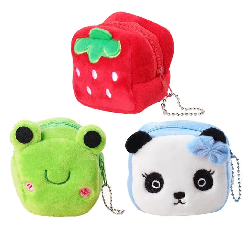 Small Cute Soft Zipper Panda Coin Purse Coin Key Bag Female Child Multifunctional Women Frog Wallets Headset Bag Christmas Gift