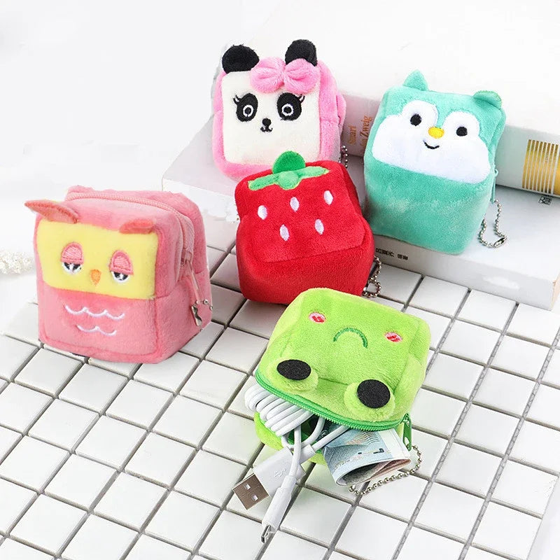 Small Cute Soft Zipper Panda Coin Purse Coin Key Bag Female Child Multifunctional Women Frog Wallets Headset Bag Christmas Gift