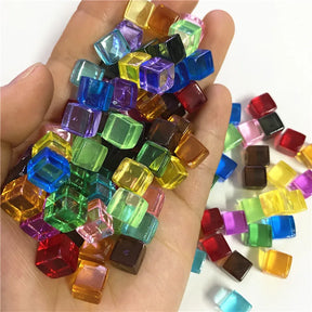 Colorful Clear Crystal Cubes 50Pcs/Set 8mm Transparent Dice For Board Game