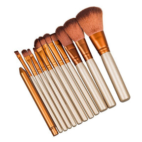 Makeup Brushes Set Eye Shadow Lip Gloss Eye Makeup Portable Beauty Tools (12pcs Aluminium Box)