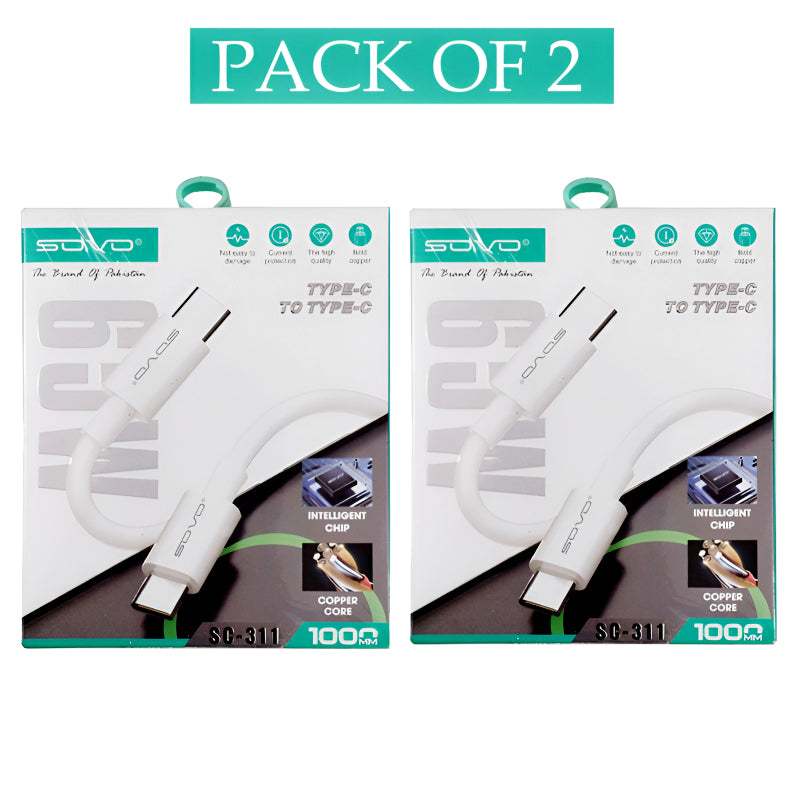 Pack Of 2 SOVO SC-311 Type-C To Type-C Fast Charging Cable