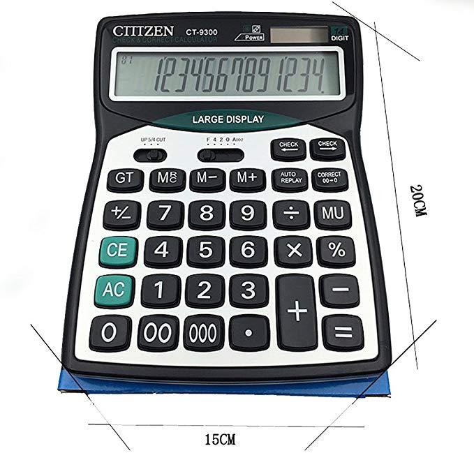 CT-9300 14 Digit Desktop Solar Dual Power Calculator