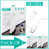 Pack Of 2 SOVO SC-311 Type-C To Type-C Fast Charging Cable