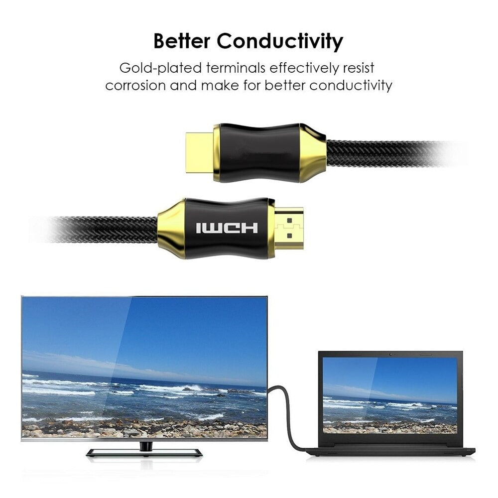 HDMI Cable 2.0 Zinc Alloy Cord 24k Gold-Plated 4K 1080P Universal 1.5m