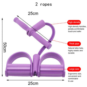 Durable Foot Pedal Pull Rope 2 Tube Resistance Band Pedal Exerciser